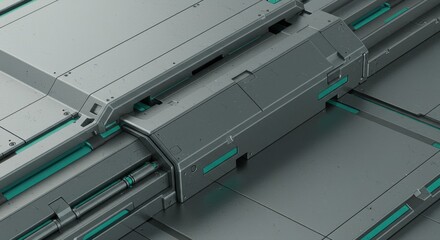 Abstract Metallic Texture Background Brushed Steel Design with Teal Accents and Geometric Lines