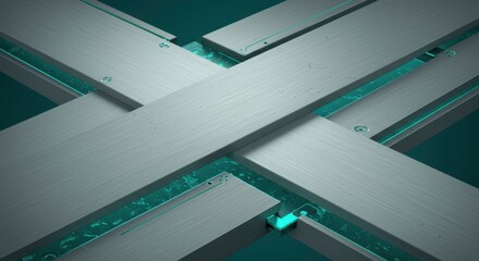 Obraz premium Abstract Grey and Teal Brushed Metal Geometric Background Texture