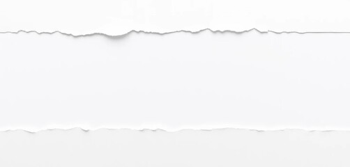 Rough, jagged tear in worn paper, frayed edges, white background, graphic, texture background