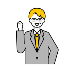 上半身のポーズ_シンプルなシニアの会社員の男性05