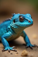 Obraz premium Scaled reptile with blue coloration, wide-set eyes and sharp fangs , reptile, closeup