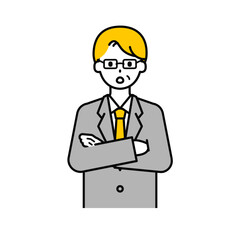 上半身のポーズ_シンプルなシニアの会社員の男性11