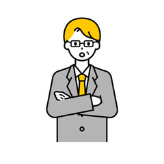 上半身のポーズ_シンプルなシニアの会社員の男性11