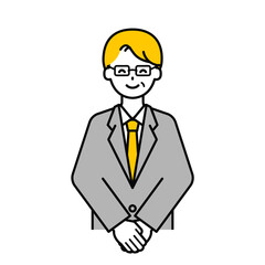 上半身のポーズ_シンプルなシニアの会社員の男性19