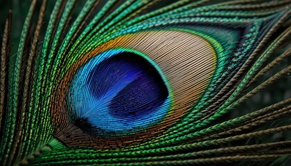 Obraz premium Peacock Feather Close-Up: A Symphony of Colors and Texture