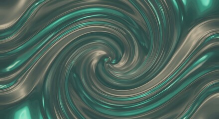 Abstract Liquid Metal Teal and Black Swirls Futuristic Glossy 3D Render