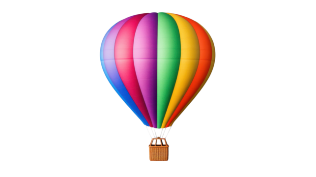 Colorful hot air balloon floating with transparent background - Powered by Adobe