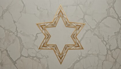 Fototapeta premium Ornate Gold Star of David on Marble