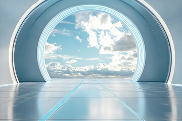 3D-rendered virtual studio background designed for professional video conferencing and online meetings.