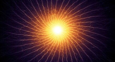 Abstract Golden Energy Burst Radiating Light and Fractal Design