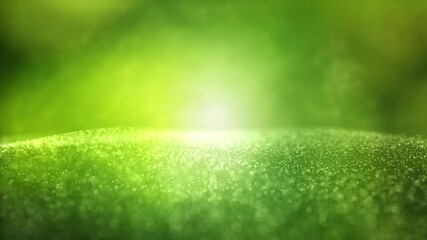 Magic green abstract nature bokeh with loop dotted waves animation.