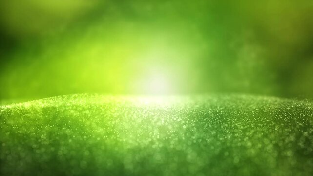 Magic green abstract nature bokeh with loop dotted waves animation.