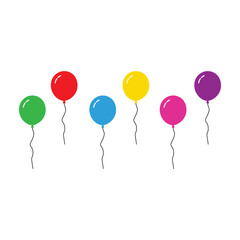 Colorful balloons on a white background. cartoon flat colourful balloon collection isolated on a white backgroun A bunch of balloons set—graphic element for birthdays, celebrations, and anniversaries.