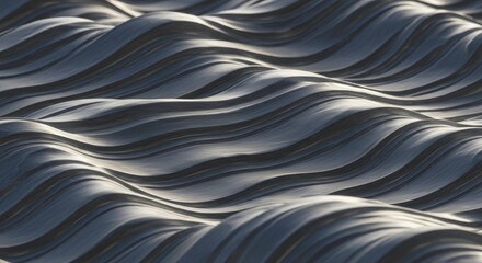 Abstract Dark Grey Wavy Lines Texture Background 3D Rendered Smooth Surface Design