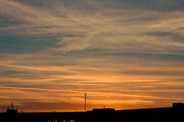 sunset over the city