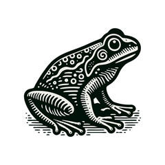 Naklejka premium Frog engrave logo icon design illustration