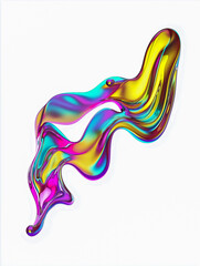 Naklejka premium Three-dimensional rendering of a multicolored, iridescent abstract sculpture on a white background.