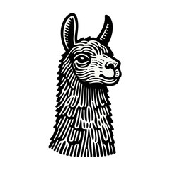 Naklejka premium Llama alpaca engrave logo icon design illustration