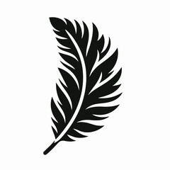 Obraz premium very simple flat and minimalist Eagle Feather silhouette in black on a white background