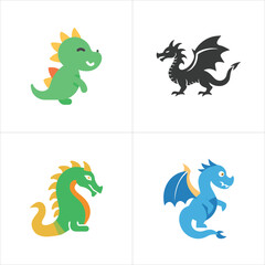 Dragon vector icon set