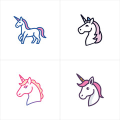 Unicorn vector icon set