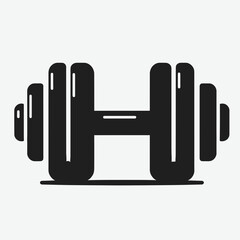 Fototapeta premium very simple flat and minimalist Dumbbell Weights silhouette in black on a white background
