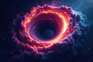 Swirling galaxy vortex against a velvety black background, dark, celestial, cosmic