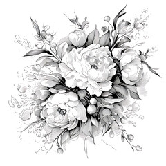 Creative 2D Doodle Floral Illustrations on White Background