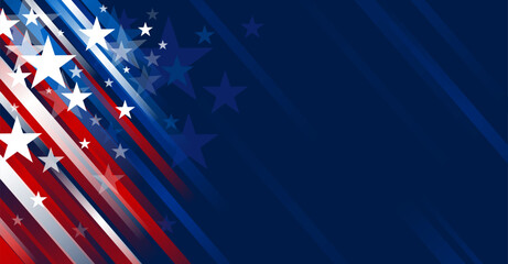 4th of july USA independence day banner design of stars and line on blue background with copy space vector illustration