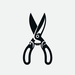 very simple flat and minimalist Garden Shears silhouette in black on a white background