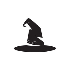 Black silhouette of halloween witch hat template. Logo and  symbol vector illustration