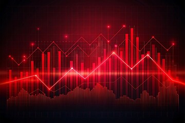 Naklejka premium Red Financial Chart Shows Fluctuating Market Trends