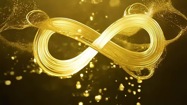 A mesmerizing infinity loop animation in gold, symbolizing continuity and flow.