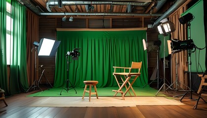 Film production setup studio space photography professional environment wide angle view creative concepts for filmmakers