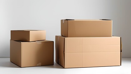 Shipping boxes ready for delivery in a minimalist warehouse space unpacked and organized for efficient logistics