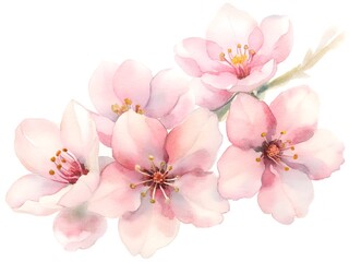 Naklejka premium Delicate pink cherry blossoms isolated, a floral whisper of spring watercolor artwork illustration