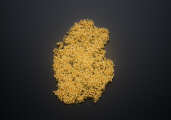 Qatar Map Made Of High Quality Premium Golden Shiny Metallic Beads Or Balls 3D Illustration