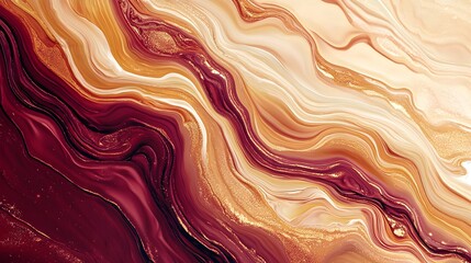 Fototapeta premium Liquid Light Waves in Gold and Crimson