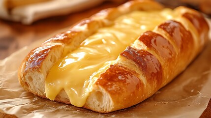 Bread with melted butter various artisan breads