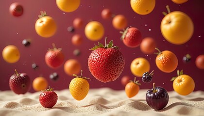 Floating Fruits in a Dreamy Atmosphere