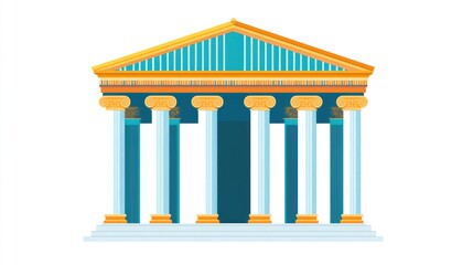 Ancient Greek temple facade illustration, for educational use