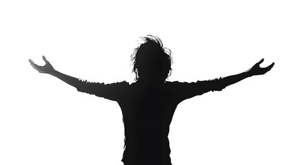 Silhouette of a person with outstretched arms, conveying a feeling of freedom and openness.