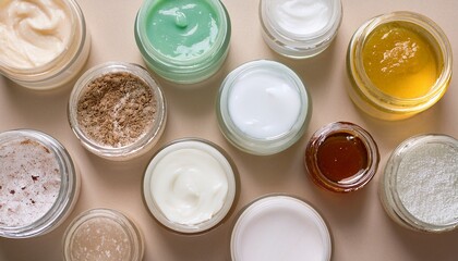 Variety of skincare jars
