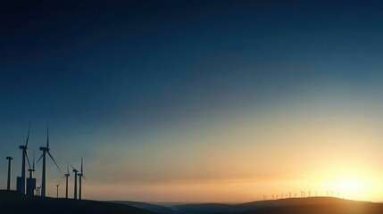 A massive offshore wind farm with giant turbines harnessing renewable energy against a stunning coastal backdrop.