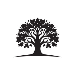 Fototapeta premium oak tree vector silhouette line art logo illustration