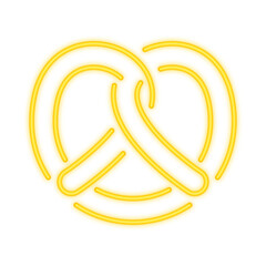 A bright neon illustration of a classic pretzel, symbolizing German snacks, bakeries, and street food