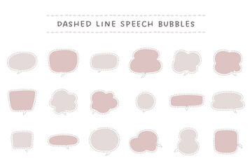 点線とベージュカラーの塗りの吹き出しセット