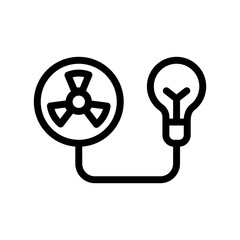 Obraz premium Icon Line nuclear energy charging lightbulb. Renewable energy, ecology and energy alternative. Outline icon concept