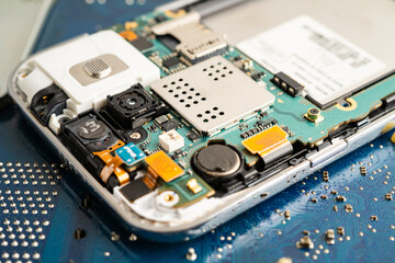 Repairing and upgrade circuit mainboard of notebook, electronic, computer hardware and technology concept.
