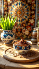 Minimalist Navruz Celebration with Wheatgrass and Elegant Islamic Design
